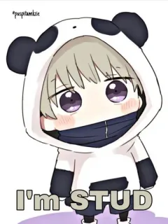😈 I'm STUD Anime, Kreskówka, Postać, Panda, Słodkie, Kawaii telegram sticker