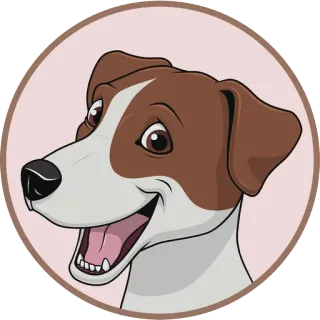 😁 dog, animal, pet, brown, white, cartoon telegram sticker