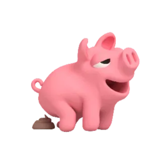 💩 Cochon, Animal, Caca, Dessin animé, Rose telegram sticker