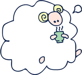 🍵 แกะ, ชา, น่ารัก, สัตว์, การ์ตูน telegram sticker