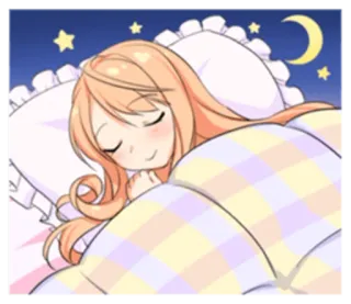 🌙 sleeping, anime, girl, night, stars, moon, bed telegram sticker