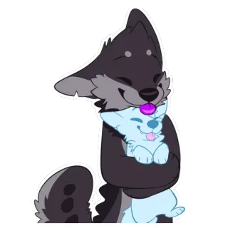 ❤️ animal, lobo, cachorro, abraço, fofo, desenho animado telegram sticker