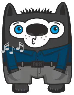 😛 BOSS 만화, 늑대, 보스, 음악, 캐릭터, 귀여운 telegram sticker