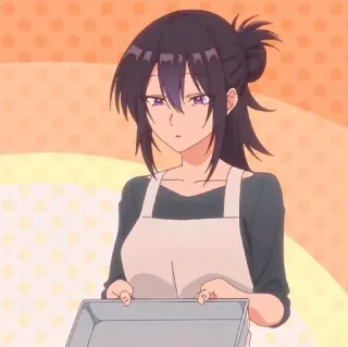 😲 anime girl, cooking, cute, cartoon, woman, apron telegram sticker