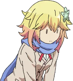 😑 anime, cartoon, girl, scarf, flower, character telegram sticker