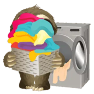🧣 preguiça, roupa, máquina de lavar, roupas, fofo, desenho animado whatsapp sticker
