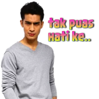 😕 tak puas hati ke.. uomo, casual, camicia grigia, malese, domanda whatsapp sticker