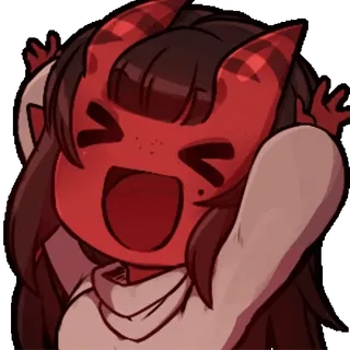 🤪 demone, anime, cartone animato, rosso, corna, felice, kawaii whatsapp sticker