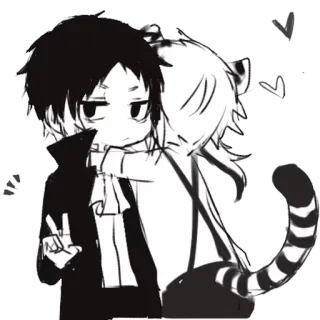 ✌ Anime, Cartoon, Umarmung, Friedenszeichen, Zeichnung telegram sticker