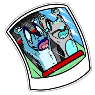 🙌 Furry, Dibujos animados, Animales, Aventura, Polaroid, Emoción, Ilustración telegram sticker