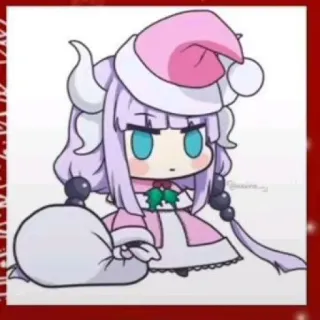 🎅 Kanna Kamui Miss Kobayashi's Dragon Maid Anime, Noël, Kanna Kamui, Dragon, Mignon, Kawaii, Hiver whatsapp sticker