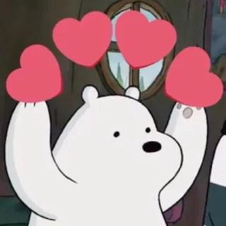 💗 Ice Bear We Bare Bears Cartoon, Bär, Süß, Liebe, Herz, Animation, Eisbär whatsapp sticker