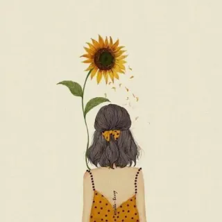 🌻 подсолнух, девушка, цветок, иллюстрация, искусство, рисунок, женщина telegram sticker