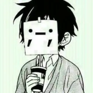 😢 Anime, Manga, Personaje, Bebida, Cabeza de caja, Arte, Dibujo telegram sticker