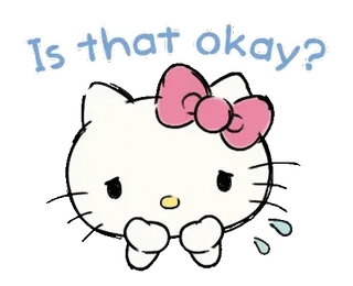 ⭐ Hello Kitty Is that okay? hello kitty, carino, cartone animato, domanda, adesivo, triste, kawaii telegram sticker