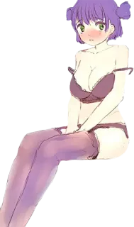 😊 อนิเมะ, ผู้หญิง, ชุดชั้นใน, เซ็กซี่, ผมสีม่วง telegram sticker