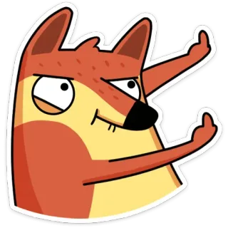 🖕 volpe, dito medio, gesto offensivo, cartone animato, animale, adesivo whatsapp sticker