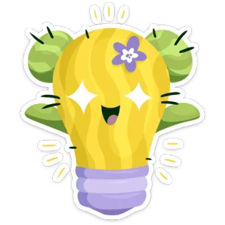 🤩 cacto, lâmpada, planta, flor, fofo, adesivo whatsapp sticker