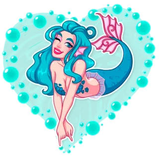 ❤️ Meerjungfrau, Cartoon, Fantasy, Meer, Ozean, Sticker, Süß telegram sticker