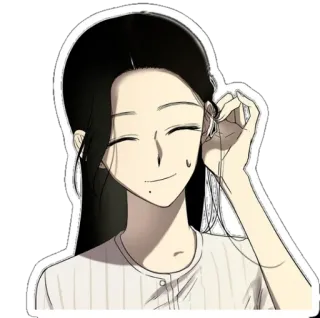 ☺️ naklejka, kobieta, słuchawki, anime telegram sticker