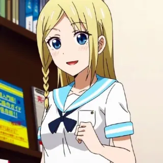 💈 anime, girl, blonde, school uniform, cute, cartoon telegram sticker