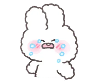 💬 chorando, triste, lágrimas, coelho, kawaii, fofo, emocional whatsapp sticker