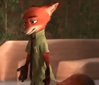 😞 Nick Wilde Zootopia raposa, desenho animado, animal, antropomórfico, Zootopia, Disney telegram sticker