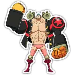 👊 Franky One Piece Аниме, Ван Пис, Фрэнки, Киборг, Пират, Пираты Соломенной Шляпы, Боец telegram sticker