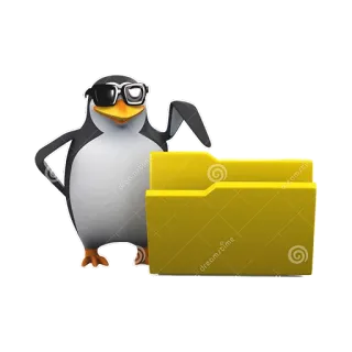 📂 chim cánh cụt, thư mục, kính, phim hoạt hình telegram sticker
