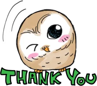 😉 Thank You сова, спасибо, милый, птица, наклейка telegram sticker