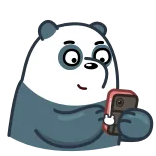 😝 panda, bear, animal, phone, cartoon telegram sticker