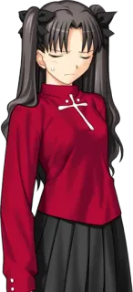 😓 Rin Tohsaka Fate/stay night Anime, Chica, Uniforme escolar, Tsundere whatsapp sticker