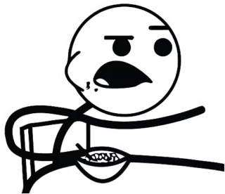 😦 stick figure, eating, meme, disgust telegram sticker