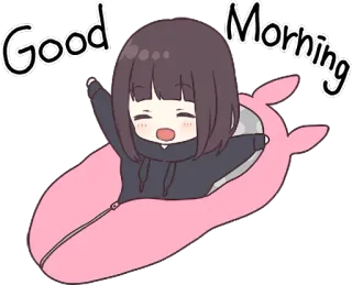 😪 Good Morning good morning, anime, kawaii, cute, cartoon, sleeping bag telegram sticker