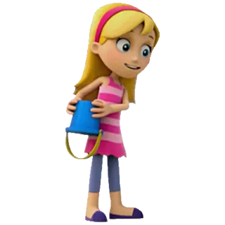 👧 Katie Paw Patrol gadis, kartun, ember, merah muda, pirang telegram sticker