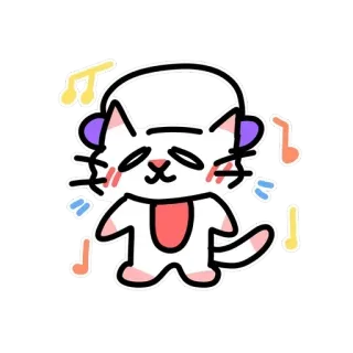 🎶 gatto, cuffie, musica, carino, cartone animato, adesivo telegram sticker