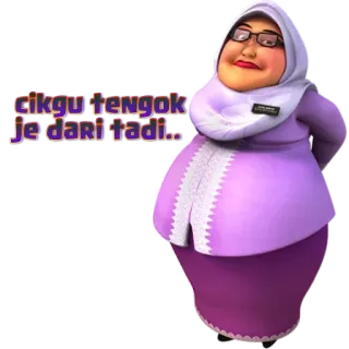 😎 cikgu tengok je dari tadi.. Cartoon, Frau, Lehrerin, Malaiisch, Lehrerin, Brille telegram sticker