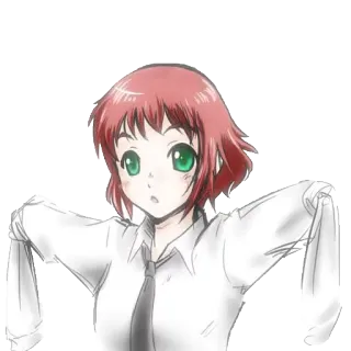 🤗 Anime, Garota, Fofa, Cabelo Ruivo, Camisa Branca telegram sticker