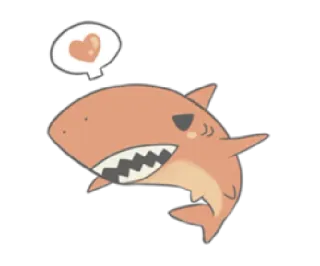 ❤ tubarão, fofo, coração, animal, mar, desenho animado telegram sticker