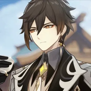 📎 Zhongli Genshin Impact anime, video game, brown hair, earrings, character, zhongli, genshin impact telegram sticker