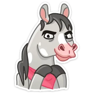 😠 cheval, dessin animé, animal, autocollant telegram sticker