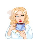 ☕️ woman, blonde, coffee, tea, drink, cartoon, sticker telegram sticker