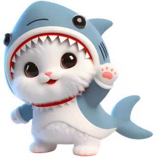 👋 chat, chaton, requin, mignon, animal, cosplay, dessin animé telegram sticker