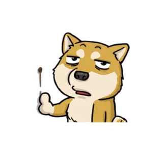 😦 hond, shiba inu, gebaar, middelvinger, beledigend, cartoon, respectloos telegram sticker