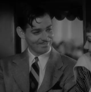 ➖ Clark Gable Czarno-białe, Mężczyzna, Aktor, Klasyk filmowy, Portret telegram sticker