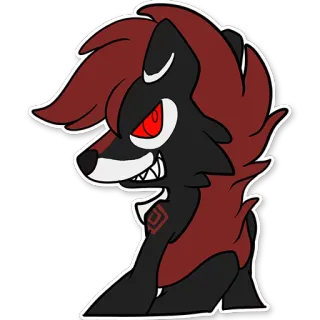 😏 dibujo animado, lobo, animal, ojos rojos, feral, criatura telegram sticker