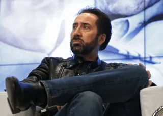 🥃 Nicolas Cage actor, celebrity, portrait, man, seated telegram sticker
