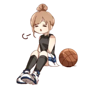 👩 Anime Mädchen, Basketball, Sport, Cartoon, Müde, Chibi, Süß telegram sticker