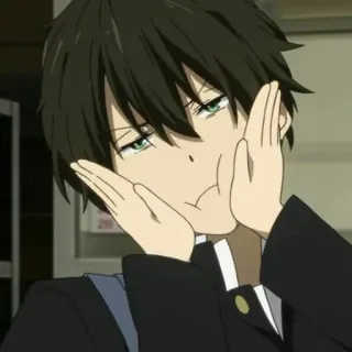 🎐 anime, boy, school uniform, cartoon, green eyes, cute telegram sticker