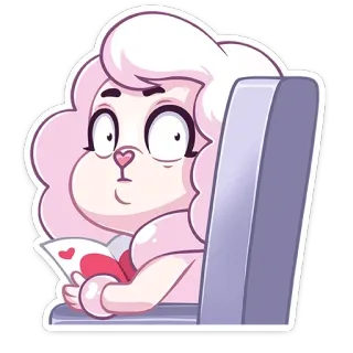 😳 Мультик, Персонаж, Любовь, Сердце, Сидя whatsapp sticker